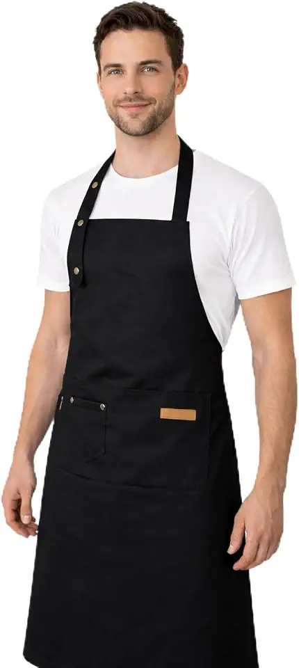 Avental Profissional com Bolso Grande, Alças Ajustáveis, Tecido Impermeável, Avental de Cozinha, Churrasqueiro, Unisex,Barbeiro, Avental Jardinagem