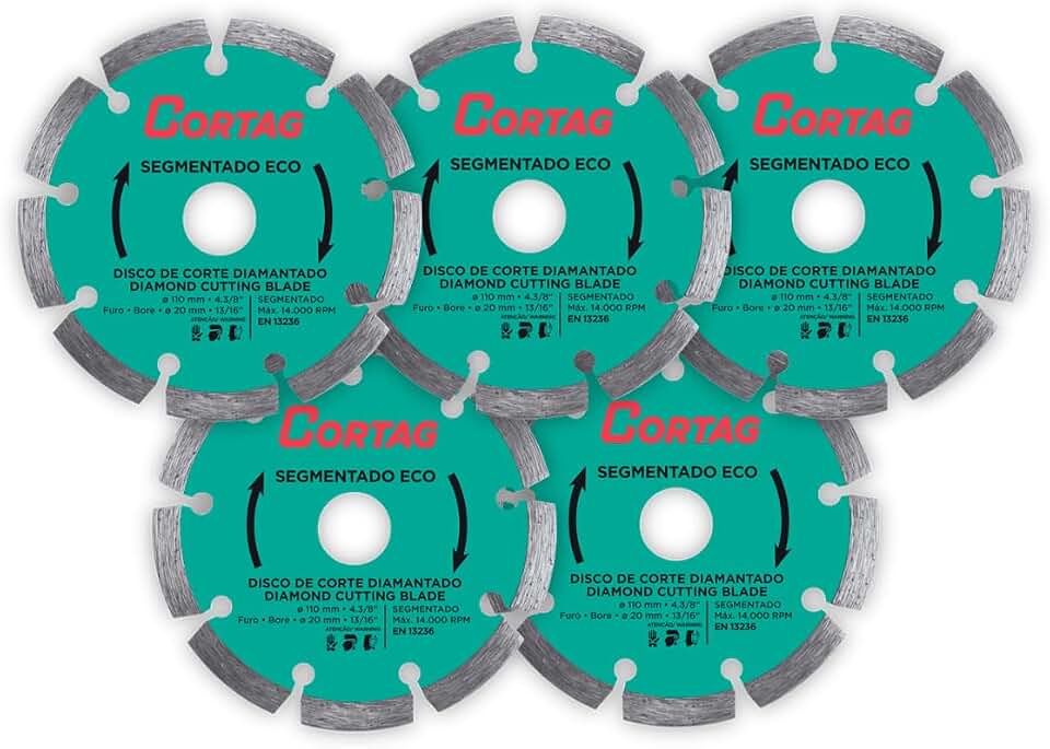 Disco Diamantado Cortag Segmentado ECO110MM 61699 Porcelanato Para Makita Serra Mármore Piso Azulejo Verde - 5 Unidades