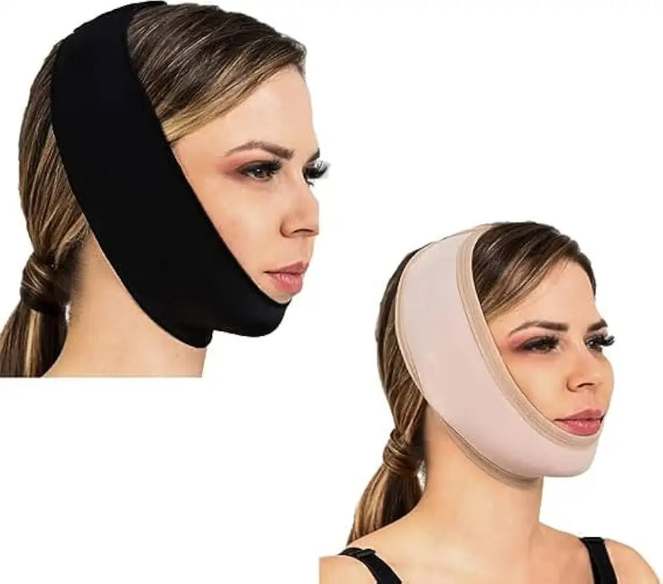 Máscara Faixa para Lipo Mentoniana (Papada) Otoplastia e Bichectomia - New Form (G, Bege)