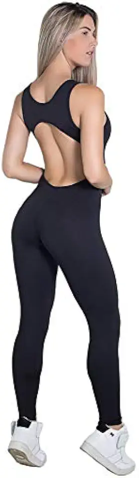 Macacão longo Feminino Costas Aberta Fitness Academia