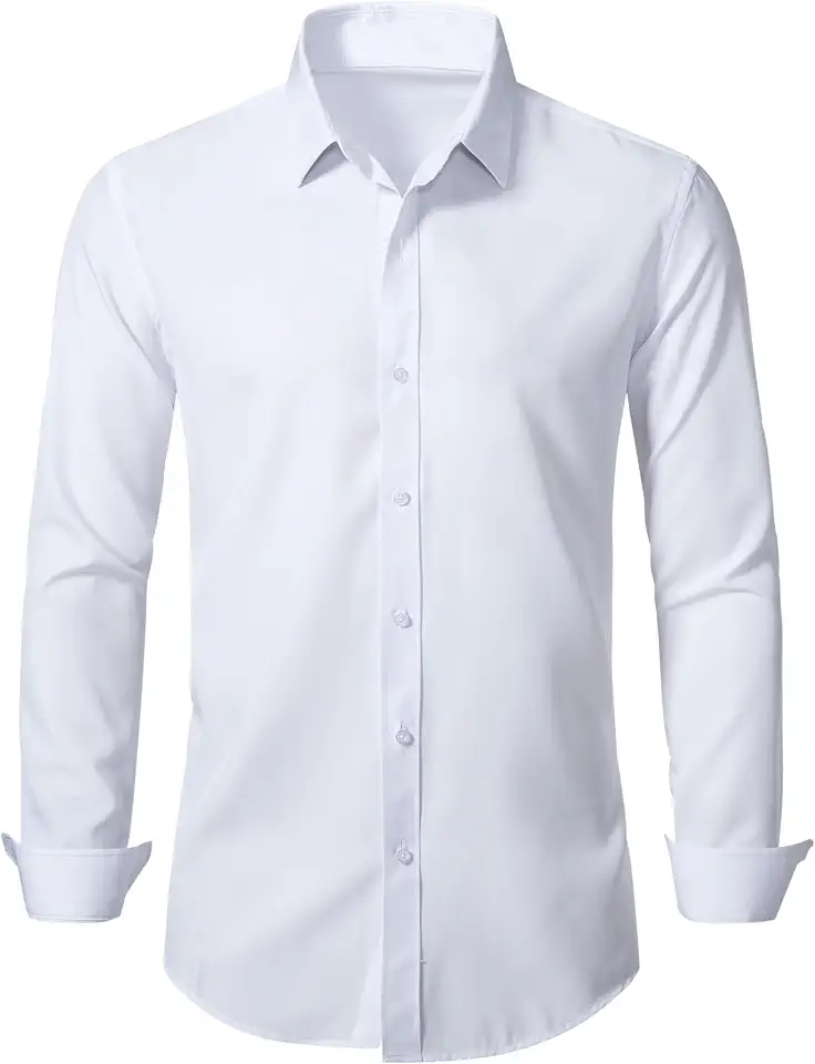 Camisa social masculina elástica slim fit formal manga longa abotoada