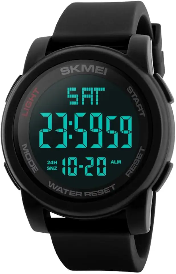 Relógio Digital Masculino Esportivo, Resistente à Água 50M, Display LCD Claro, Pulseira de Silicone Macia, Multifuncional, Leve para Academia, Corrida e Atividades Eletrônico