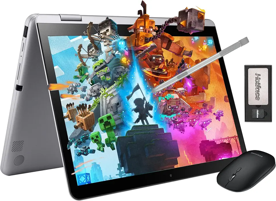 Samsung Chromebook Plus 2 em 1 com tela sensível ao toque FHD de 12,2", Intel Dual-Core, 4GB RAM, 224GB de armazenamento (64GB eMMC + 160GB com dock), caneta stylus, mouse sem fio, prateado