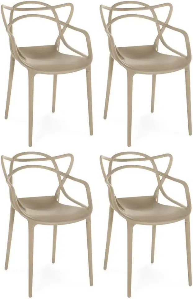 Kit 4 Cadeiras de Jantar Allegra Prática Empilhável - Nude
