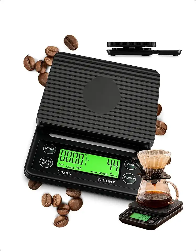 Balança Digital de Precisão para Café e Infusões até 5kg com Temporizador | Alta Precisão 0,1g | Função Tara, Ideal para Barista, Espresso, V60 e Pour Over