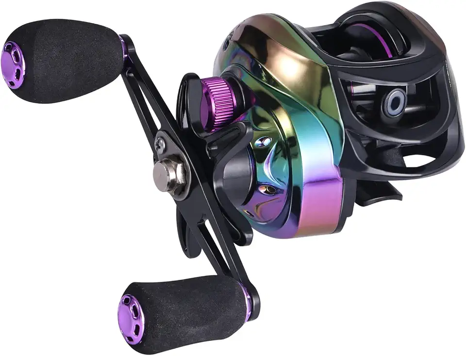 Carretilha de pesca Sougayilang Baitcasting com 9 + 1 rolamentos anti-reverso, relação de transmissão de alta velocidade 8,1:1