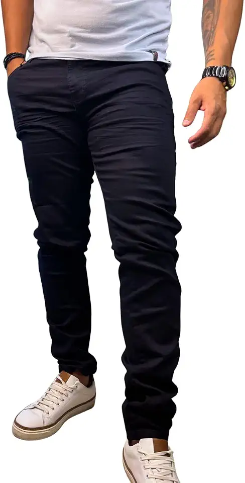 Calça Masculina Jeans Elastano PRETA SLIM Confortável