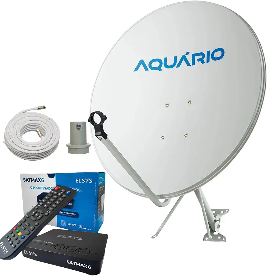 Kit Receptor Digital Antena Parabólica 60cm + LNBF + Cabo 15m | Banda Ku