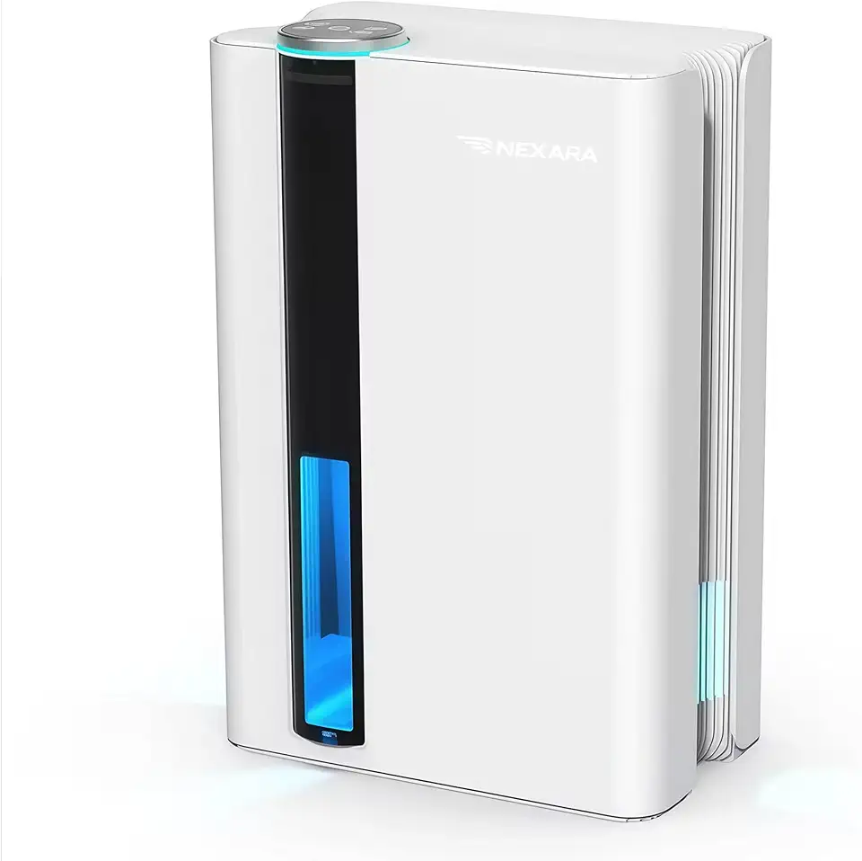 Desumidificador de Ar com Painel Touch, Luzes Ambiente Coloridas, Desligamento Automático com Alerta de Tanque Cheio (2500ml), Modo Sono Silencioso, Dreno Direto, Filtração Dupla
