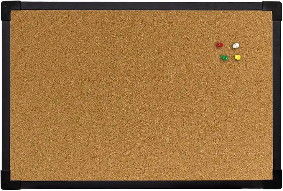Quadro de Aviso Cortiça Moldura Mdf Soft Colors Preto STALO, 60x40