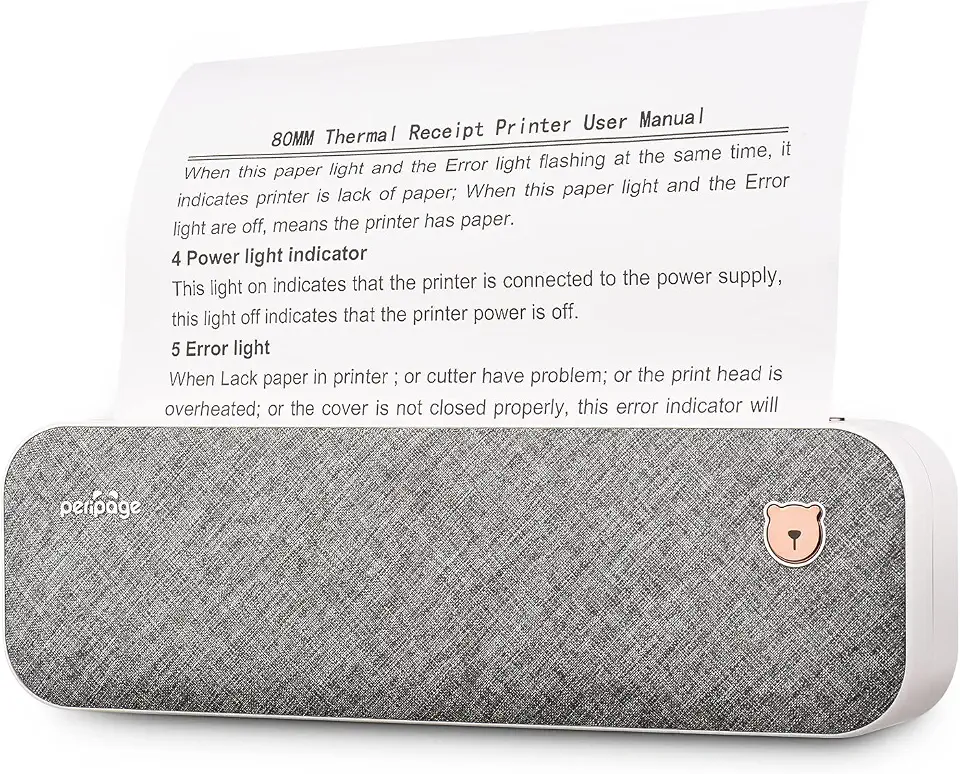 PeriPage Impressora Portátil A4 Sem Fio, Monocromática, Compatível com Android e iOS, Suporta Largura de Papel de 2''/3''/4''