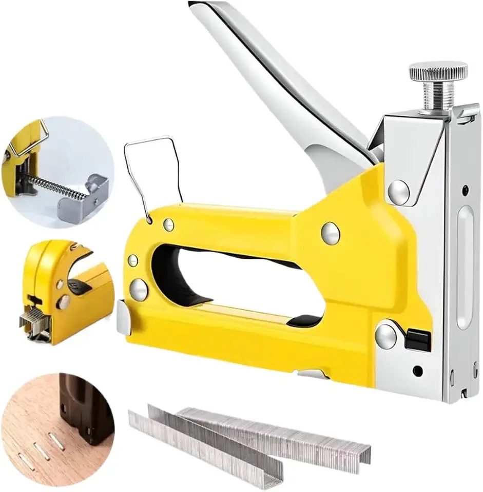 Grampeador Manual Profissional de Alta Pressão Kit Completo com 600 Grampos para Estofados Tapeçaria e Projetos Domésticos (GRAMPEADOR + 600 GRAMPOS)