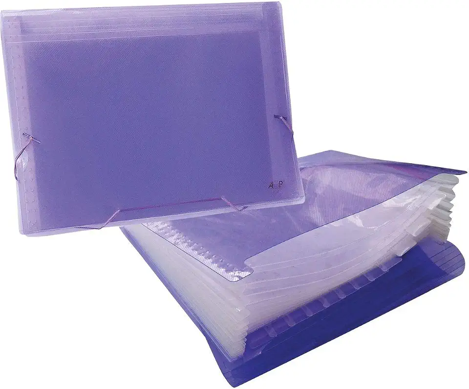 ACP 1027LL, Pasta Sanfonada Plástica, A4, 12 Divisões, Lilas