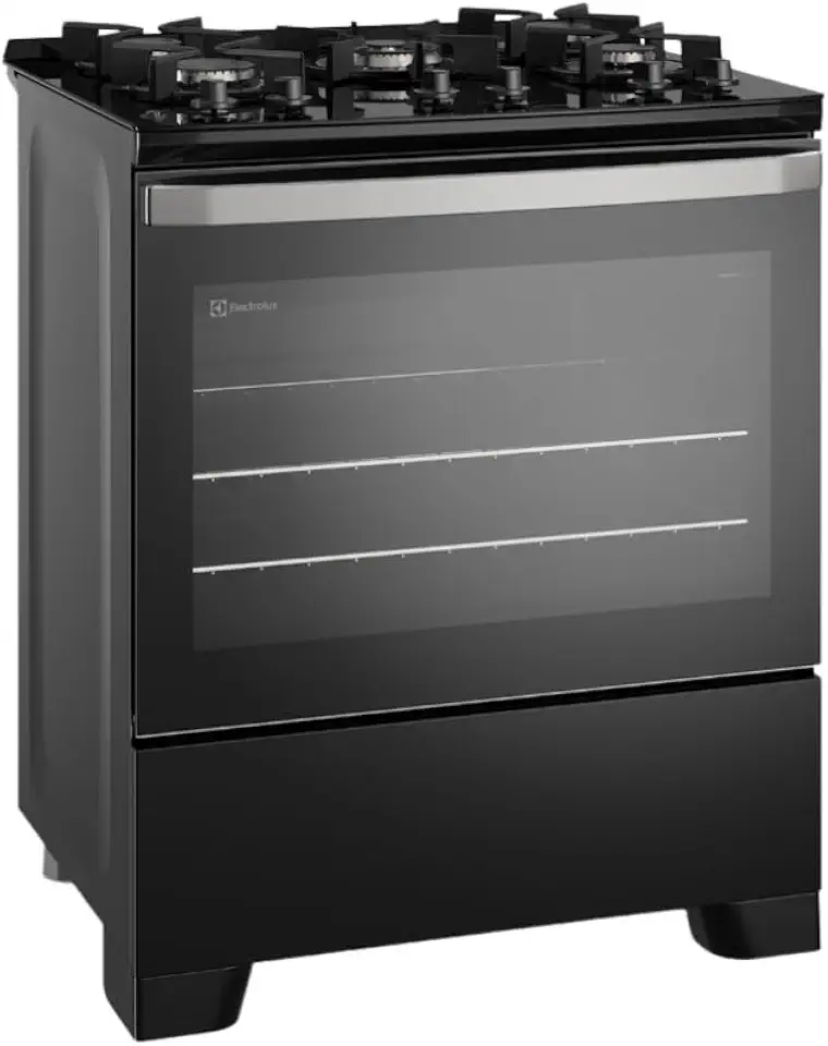 Fogão de Piso 5 Bocas à Gás Electrolux FE5GB Efficient com Mesa de Vidro Preto Bivolt