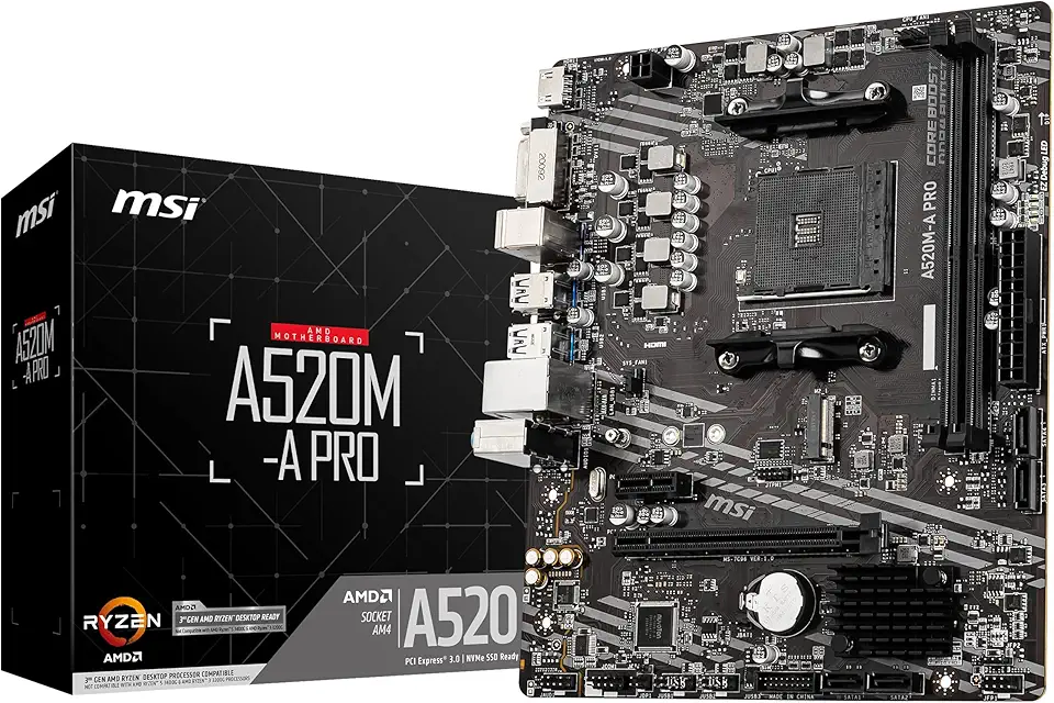 Placa Mãe MSI A520M-A PRO (AM4/2xDDR4/HDMI/DVI-D/M.2/USB 3.2)