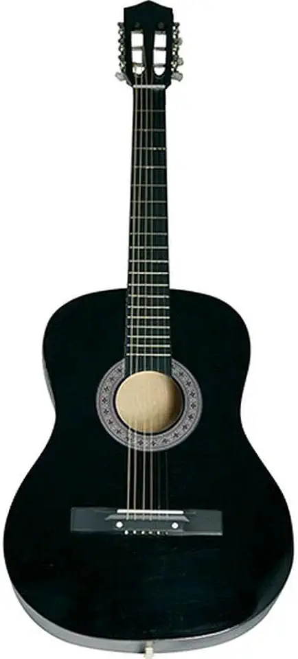 Violão Acústico Tradicional para Iniciantes, 6 Cordas de Aço, Preto, 38", Madeira Birch/Basswood