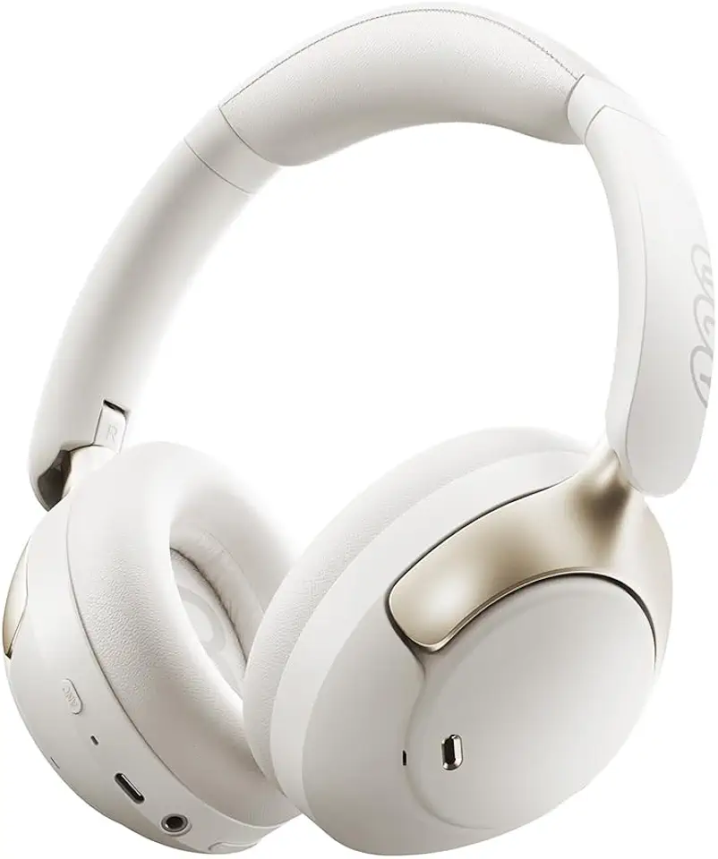 QCY H3 PRO ANC Fone de Ouvido Bluetooth, Headphone ANC Adaptáveis, Cancelamento Ativo de Ruído de 50 dB, Áudio sem fio de Alta Resolução LDAC, 55 Horas de Reprodução, Branco