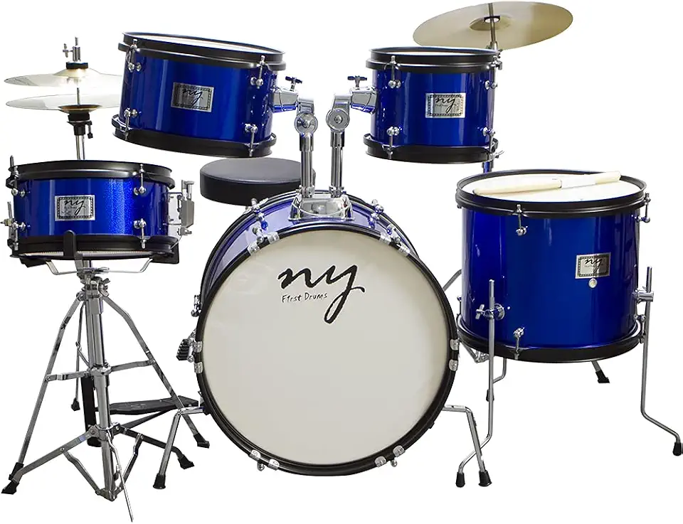 Bateria Acústica Infantil Junior 2T Azul com Banco New York