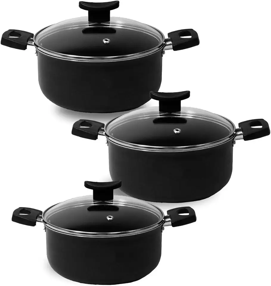 Conjunto 2 Panelas Caçarola Teflon Pequena Antiaderente 5 Camadas (Preta)