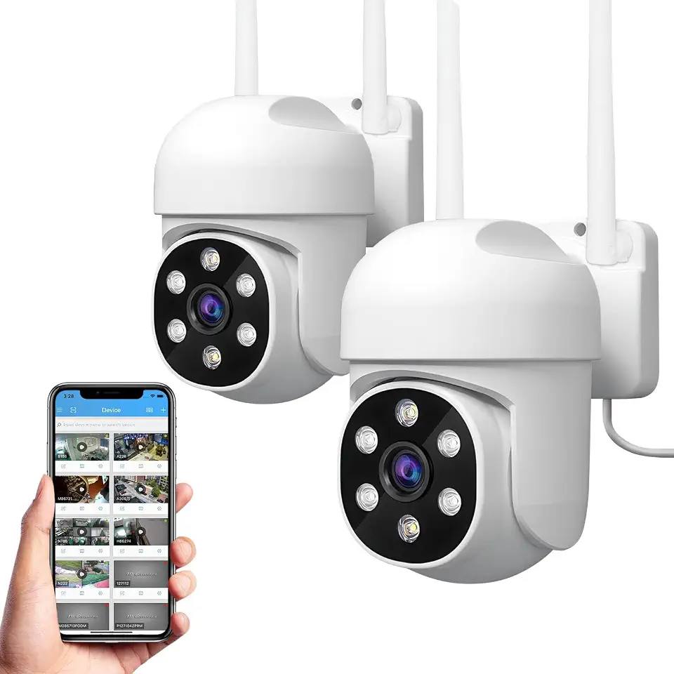 Câmera de Segurança Kit 2, Wifi 1080p 360° Full Hd Ip Prova D'áGua Infravermelho Ao Ar Livre Hd VisãO Noturna Pode DiáLogo