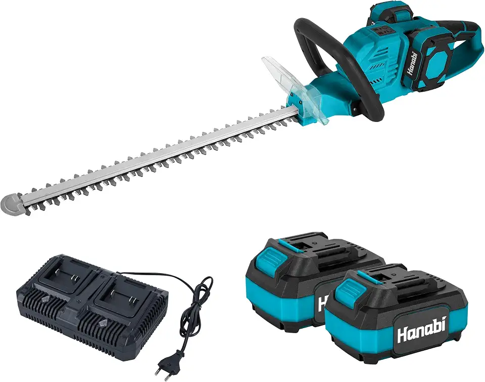 Hanabi Aparador de Cerca Viva Elétrico a Bateria Podador Cerca Viva Sem Fio | com 2 Baterias 550mm 2800 GPM, 40V 4Ah 720W