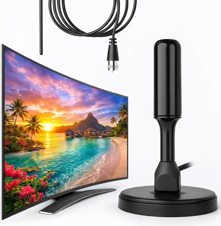 Antena Digital TV HDTV 4K Amplificada UHF VHF com Cabo 5 Metros