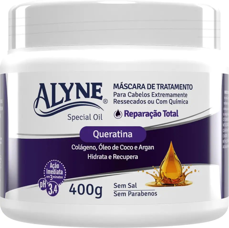 Alyne, Máscara de Tratamento, Para Cabelos, Reparação Total, 400 g, Roxo