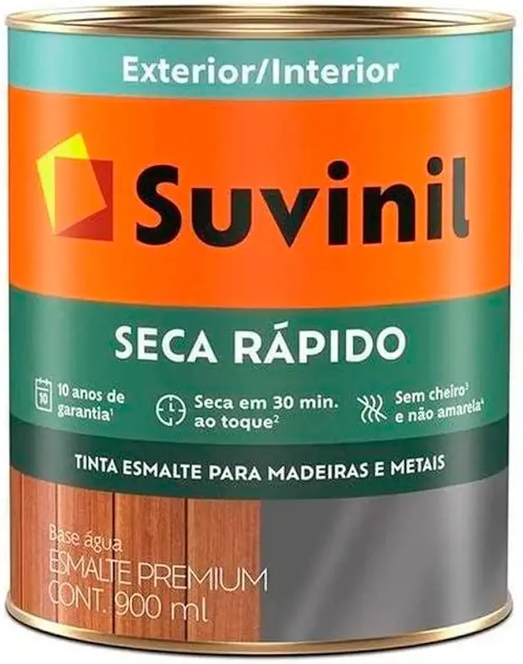 Tinta Suvinil para madeiras e metais esmalte acetinado seca rapido 0,9L - Branco - 53703933