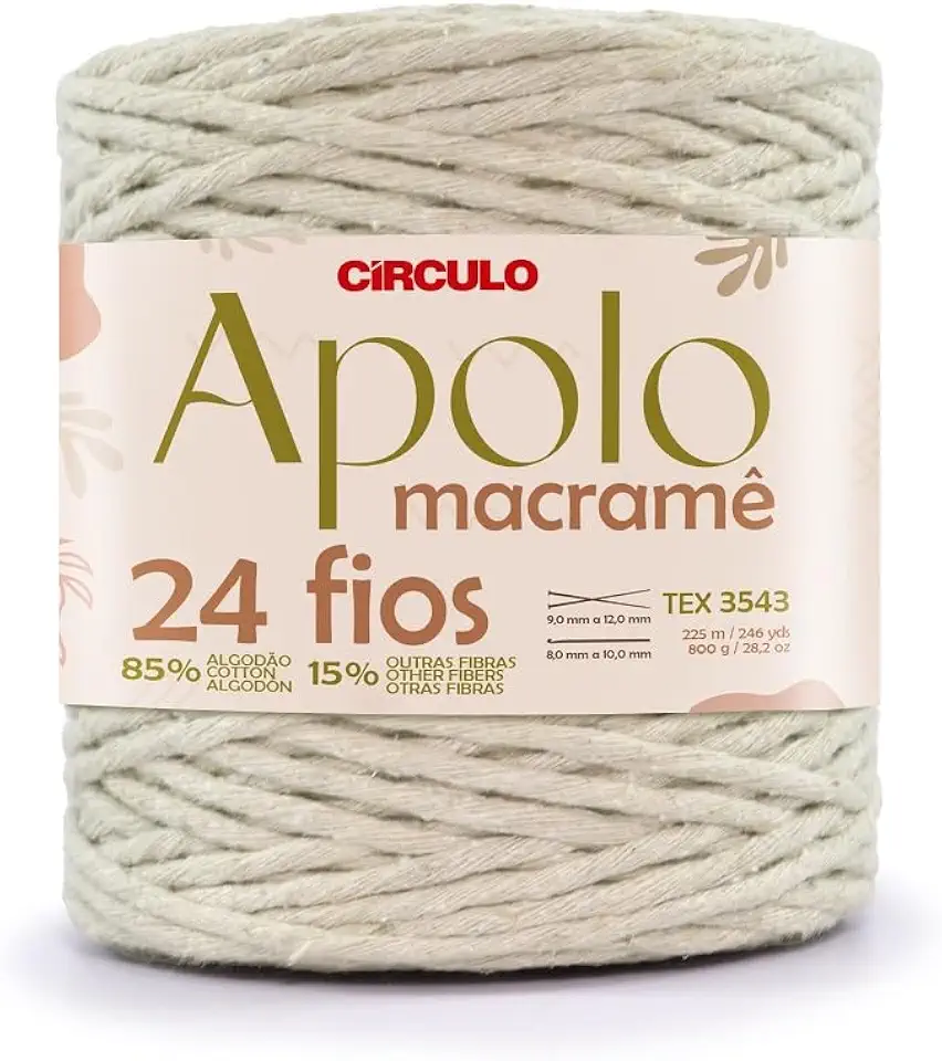 Barbante Apolo Macramê 800g Círculo – Ideal para Macramê, Crochê e Artesanato em Geral (0020-Natural)
