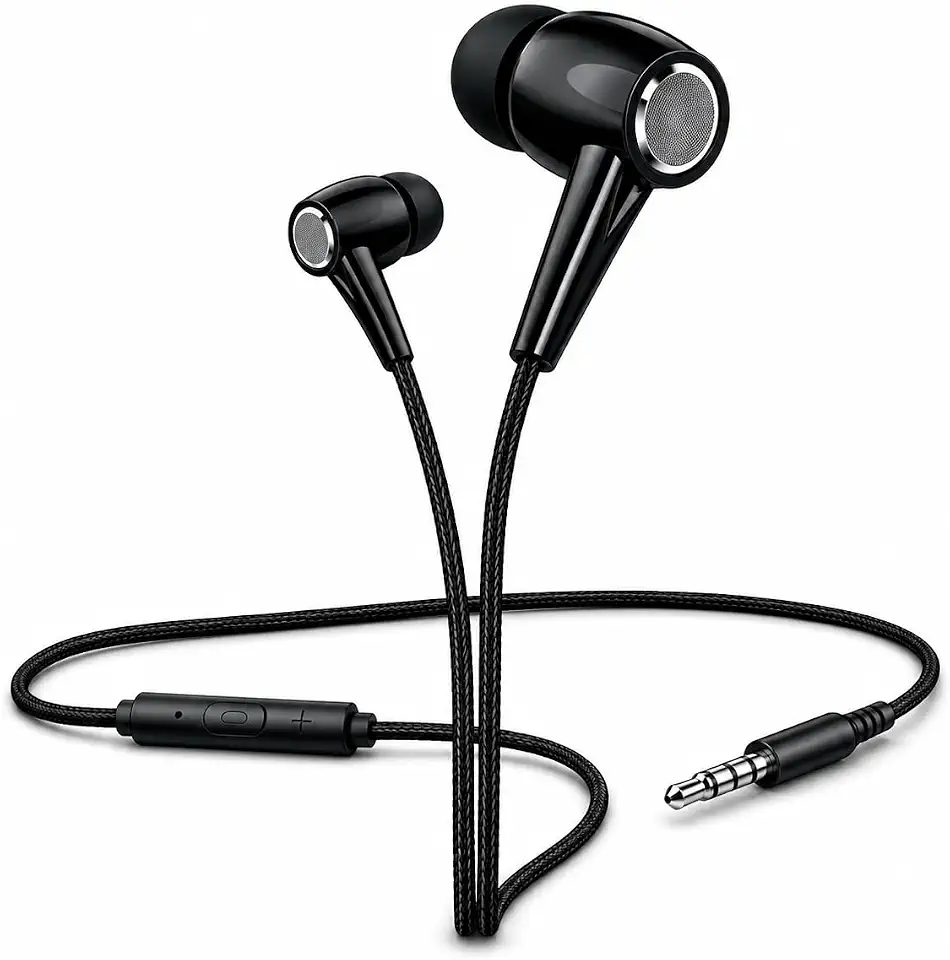 Fone de ouvido com fio, Conexão P2 3.5mm com Microfone Integrado (Preto)