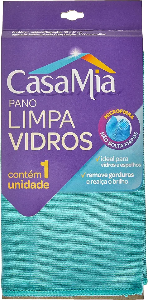 Pano Limpa Vidros, 100131, CasaMia, Verde, 1 unidade