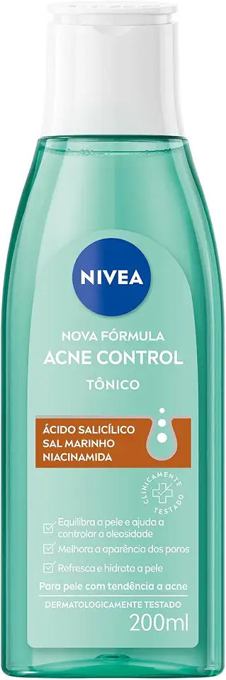 NIVEA Tônico Facial Acne Control 200ml, Controla Oleosidade, Reduz Poros, Refresca e Hidrata, Pele com Tendência a Acne