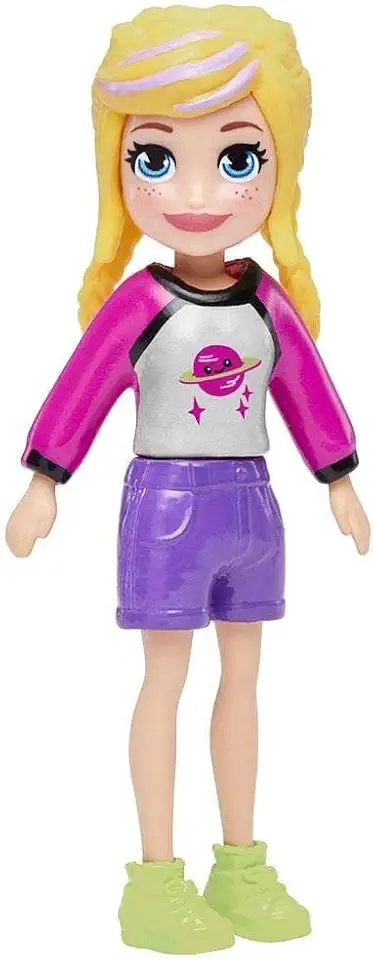 Polly Pocket Boneca Basica Bermudinha Roxa - Mattel