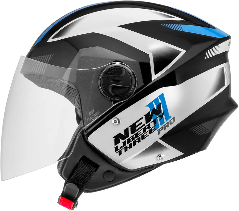 Capacete Aberto New Liberty Three Pro Tam. 60 Preto/Azul 60