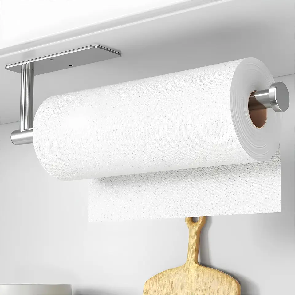 Suporte Porta Toalha Papel Cozinha Aço Inox SUS304 Autoadesivo 3M ou Parafusado Parede Armário Dispenser Rolo Papel Toalha Porta Papel Inox Escovado Organizador Cozinha Premium
