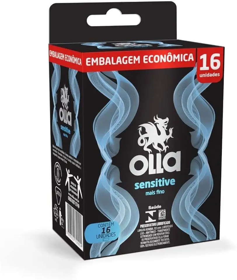 Preservativo Lubrificado Olla Sensitive 16 unidades, Olla