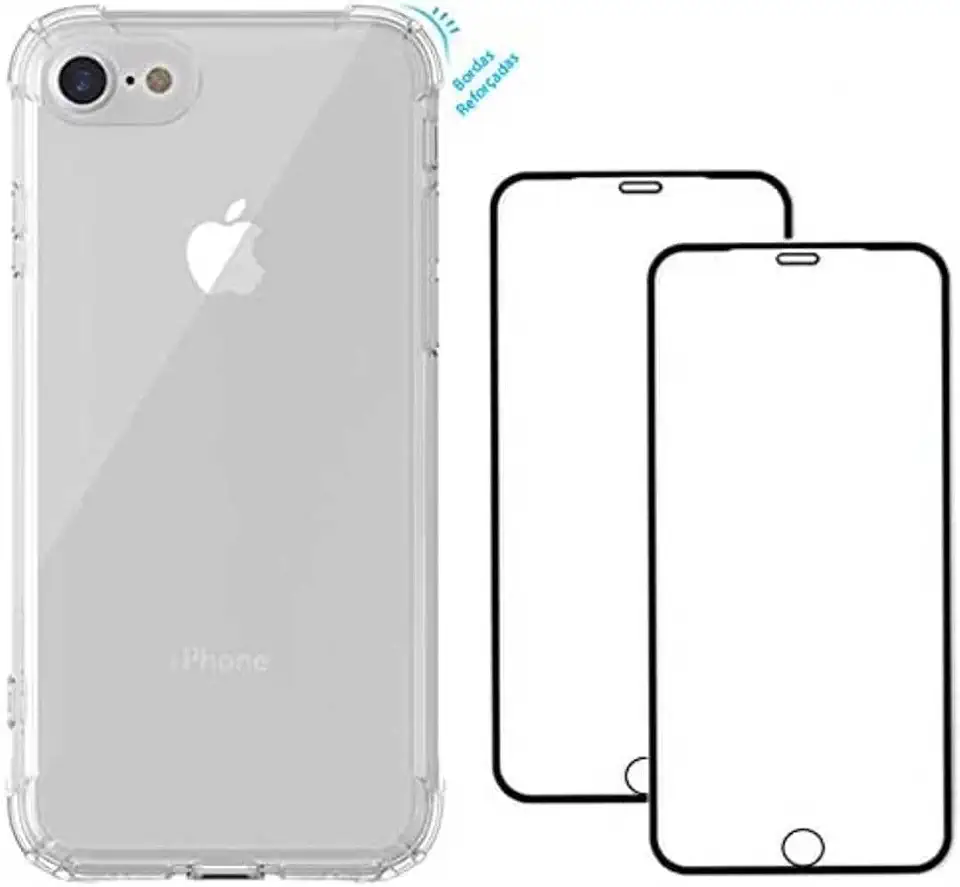 Capa Ant iShock Reforçada iPhone SE 2020 + 2x Películas de Vidro 3D + Kit Aplicação