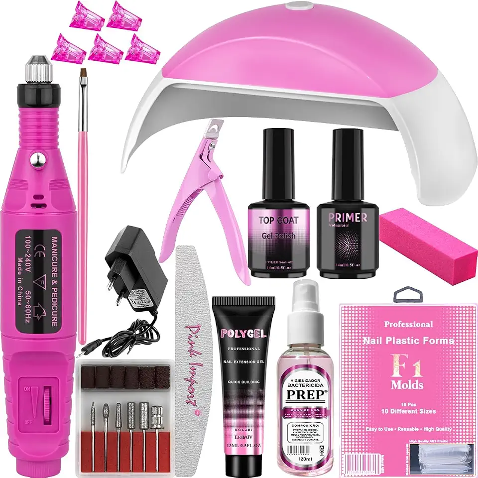 Kit Polygel Completo Cabine Mini G 48W LED UV Unhas Poligel Lixadeira Elétrica Caneta 20.000RPM Manicure Profissional