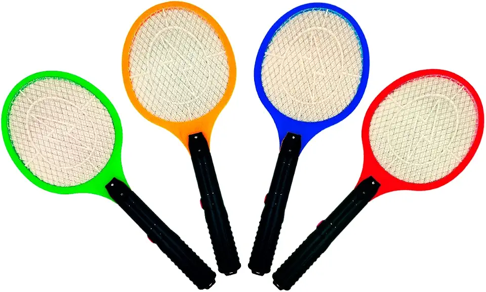 Raquete Elétrica Recarregável Bivolt 110/220v Mata Pernilongos, Mosquito e insetos em geral com Botão de Segurança e Led Indicador