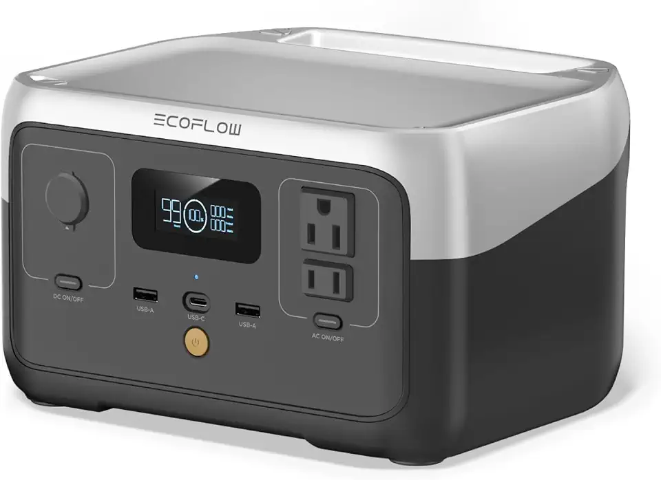EF ECOFLOW RIVER 2 Estação de Energia Portátil, Bateria LiFePO4 de 256Wh, Carregamento Rápido de 1 Hora, Gerador Solar (Painel Solar Opcional) para Camping ao Ar Livre/Autocaravana/Uso Doméstico