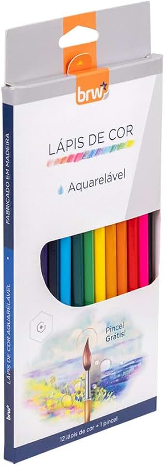 BRW Lápis De Madeira Sextavado Colorido Aquarelável 12 Cores