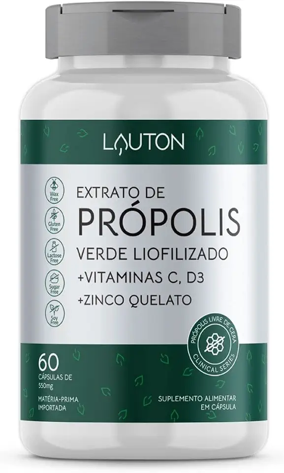 Extrato De Própolis Verde + Zinco + C + D3 Cps - Lauton (Embalagem pode ter variações)