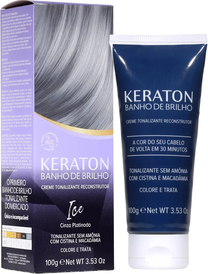 Keraton Tonalizante Banho de brilho 100g Ice Cinza Platinado