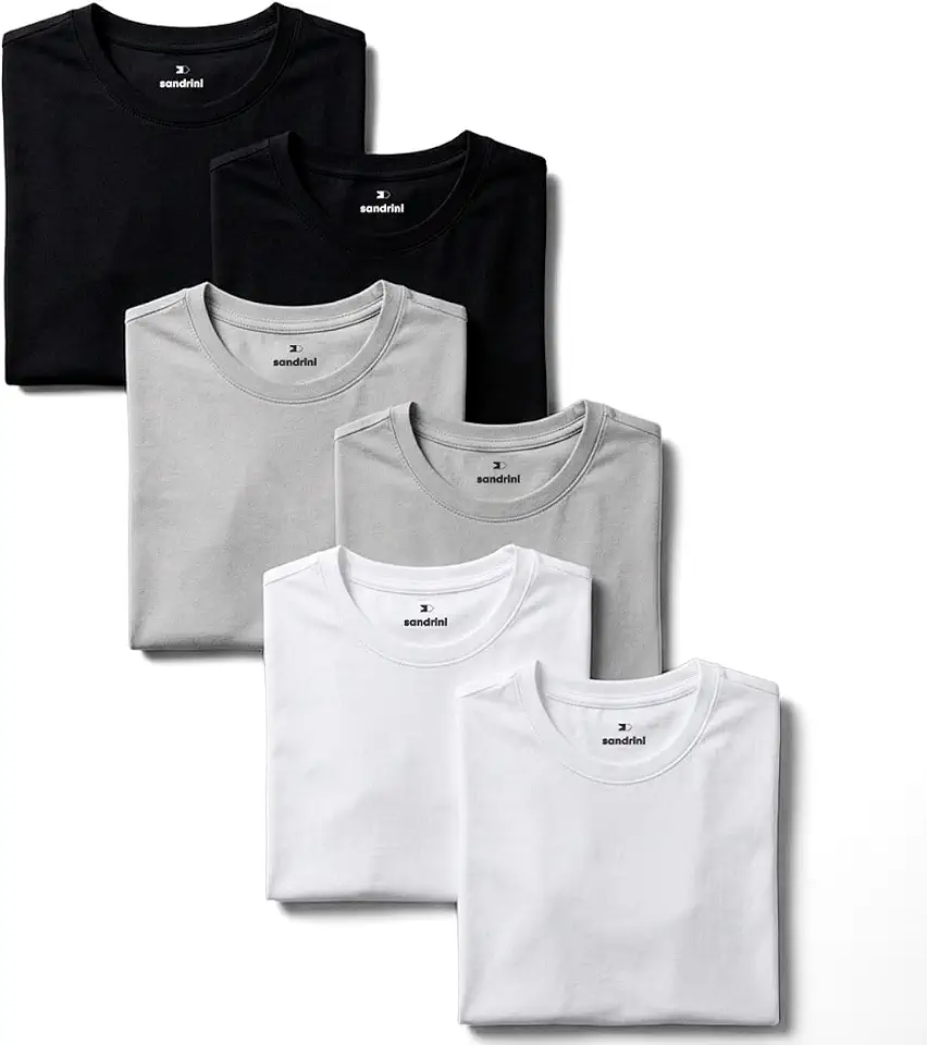 Kit 6 Camisetas Algodão Dia Dia Sandrini Básica Conforto