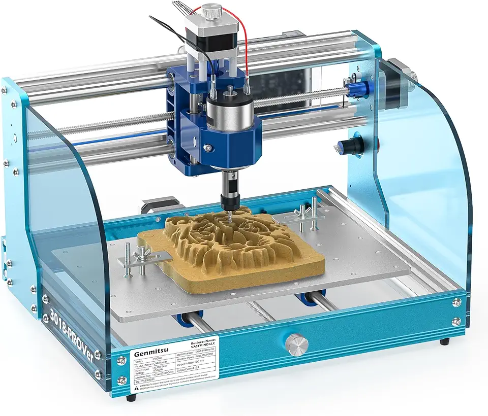 SainSmart Genmitsu 3018-PROVer V2 fresadora CNC para iniciantes, kit de mini fresadora com Z-Probe, interruptores de limite, E-Stop, ideal para madeira, acrílico, MDF, plástico (sem controlador