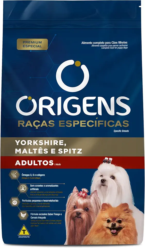 Origens Ração Seca Para Cães Adultos Raças Específicas Yorkshire/Maltês/Spitz Sabor Frango 1Kg