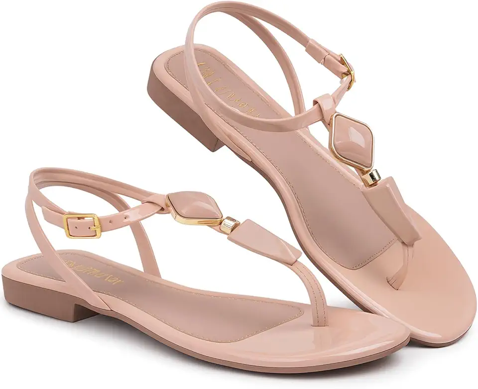 Sandália Feminina Rasteira Saltinho T-Strap Pedrarias, Salto Baixo, Leve Macia Confortável