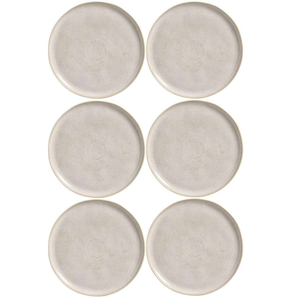 Jogo 6 Pratos Rasos Porto Brasil Cerâmica Off White 27cm Bio Latte Mesa Posta