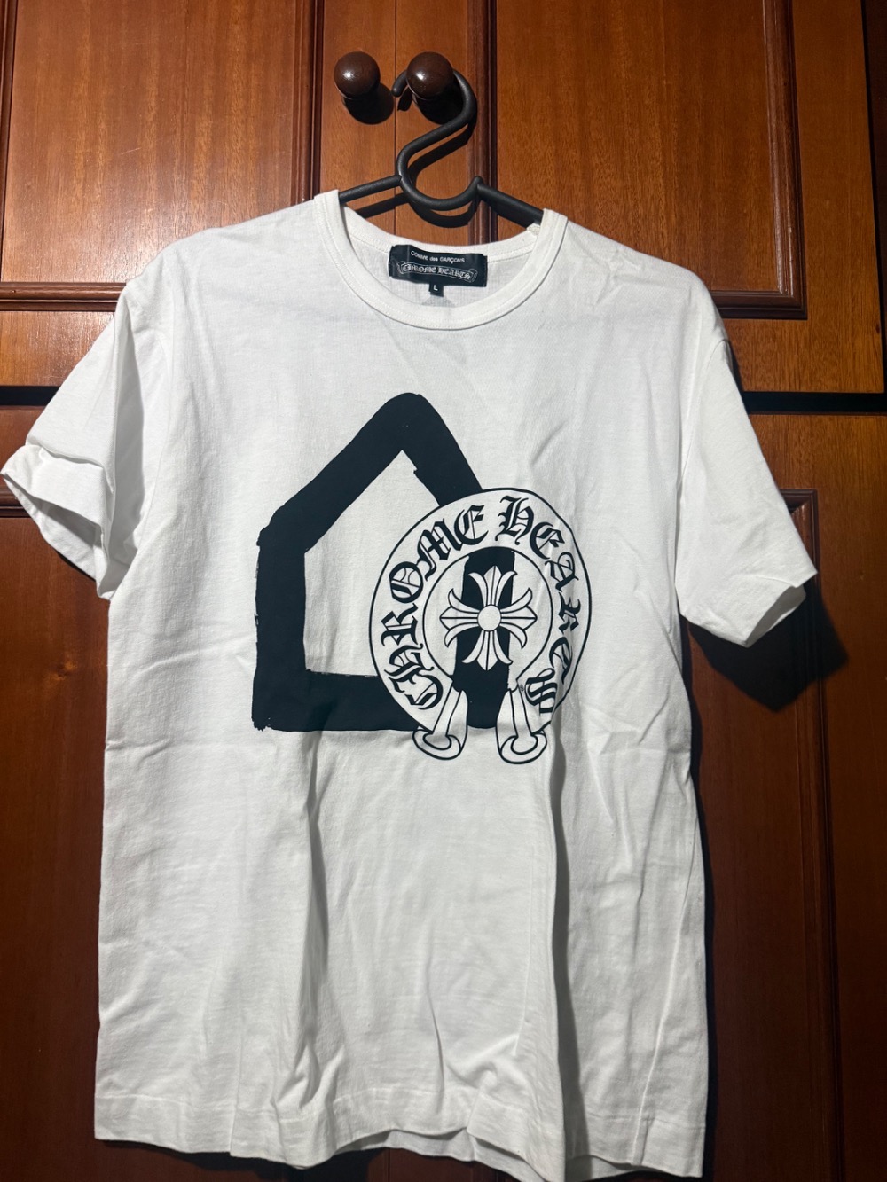 Comme des Garçons x Chrome Hearts Camiseta Slim White — G, Usado