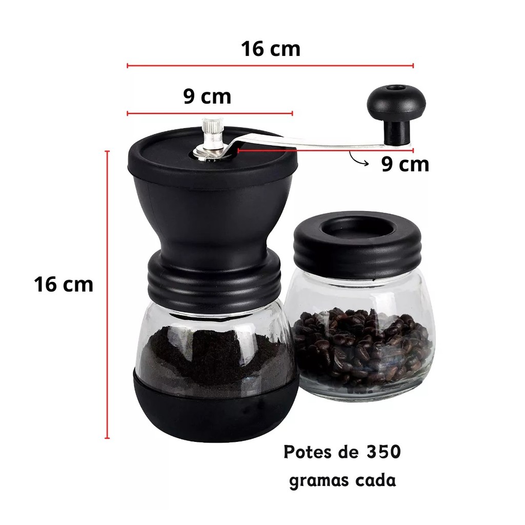 Foto 2 de Kit Moedor De Café Manual Portátil Ajustável 1 Pote Extra